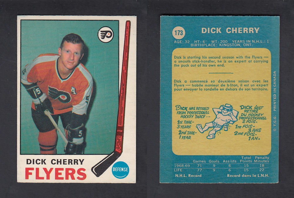 1969-70 O-PEE-CHEE HOCKEY CARD #173 D. CHERRY photo