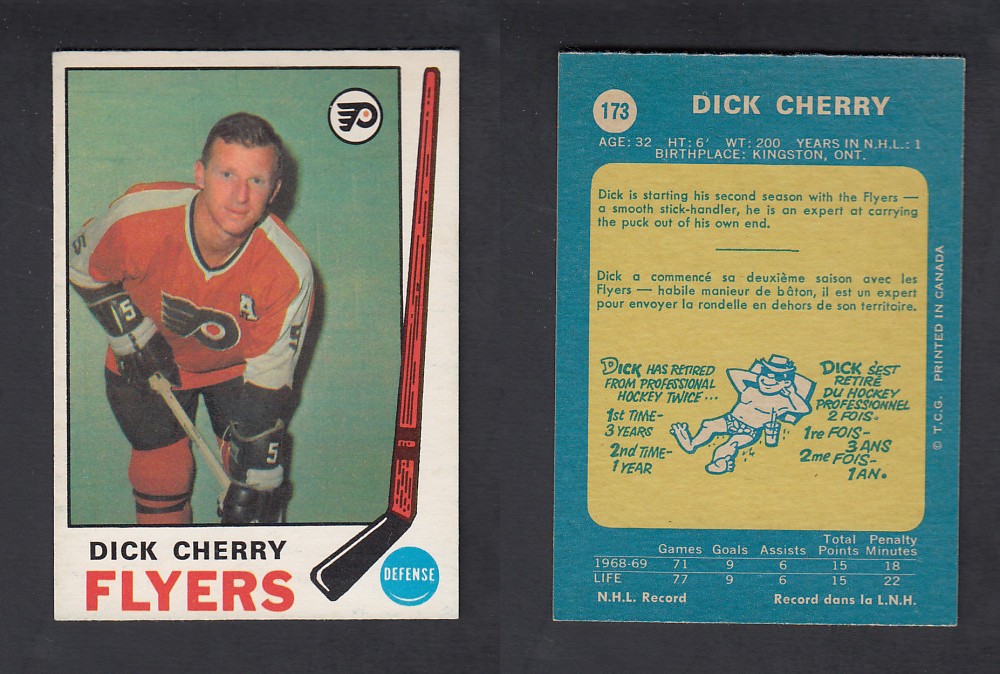 1969-70 O-PEE-CHEE HOCKEY CARD #173 D. CHERRY photo