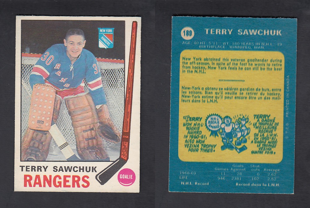 1969-70 O-PEE-CHEE HOCKEY CARD #189 T. SAWCHUK photo