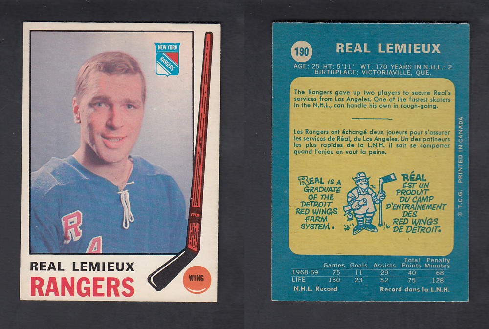 1969-70 O-PEE-CHEE HOCKEY CARD #190 R. LEMIEUX photo