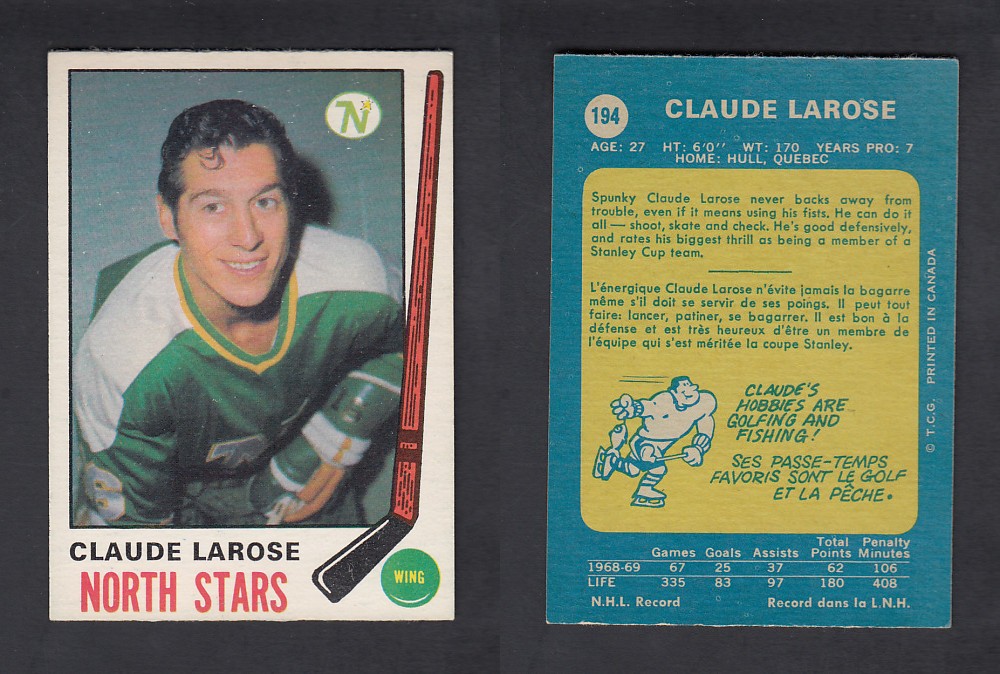 1969-70 O-PEE-CHEE HOCKEY CARD #194 C. LAROSE photo
