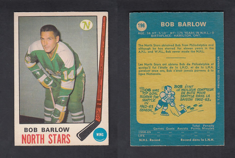1969-70 O-PEE-CHEE HOCKEY CARD #196 B. BARLOW photo 1969-70 O-PEE-CHEE HOCKEY CARD #196 B. BARLOW photo