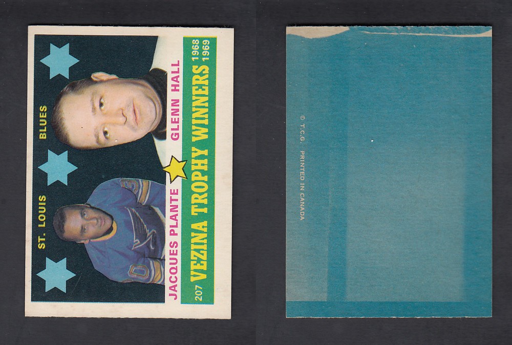 1969-70 O-PEE-CHEE HOCKEY CARD #207 J. PLANTE / G. HALL photo