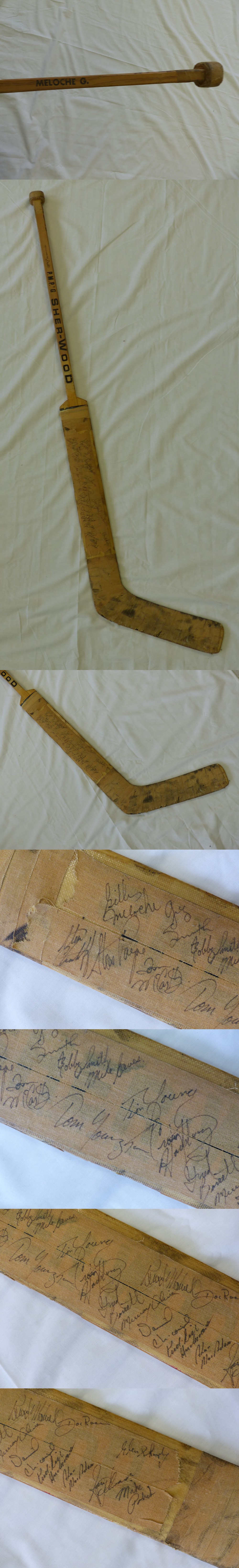 1970'S MINNESOTA NORTH STARS G. MELOCHE TEAM AUTOGRAPHED GAME USED STICK BY 21 photo 1970'S MINNESOTA NORTH STARS G. MELOCHE TEAM AUTOGRAPHED GAME USED STICK BY 21 photo