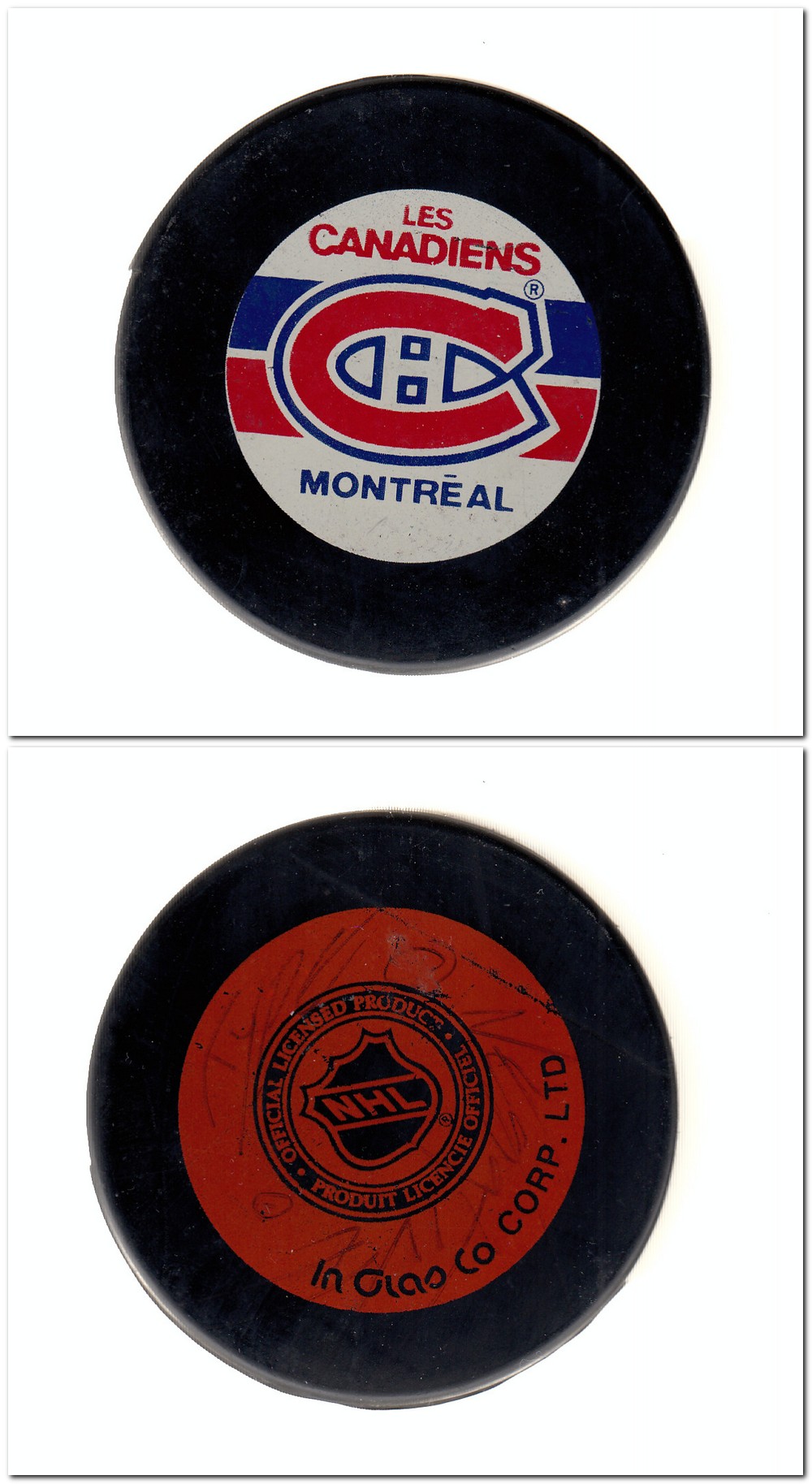 1993-94 CZECHOSLOVAKIA MONTREAL CANADIENS PUCK photo 1993-94 CZECHOSLOVAKIA MONTREAL CANADIENS PUCK photo