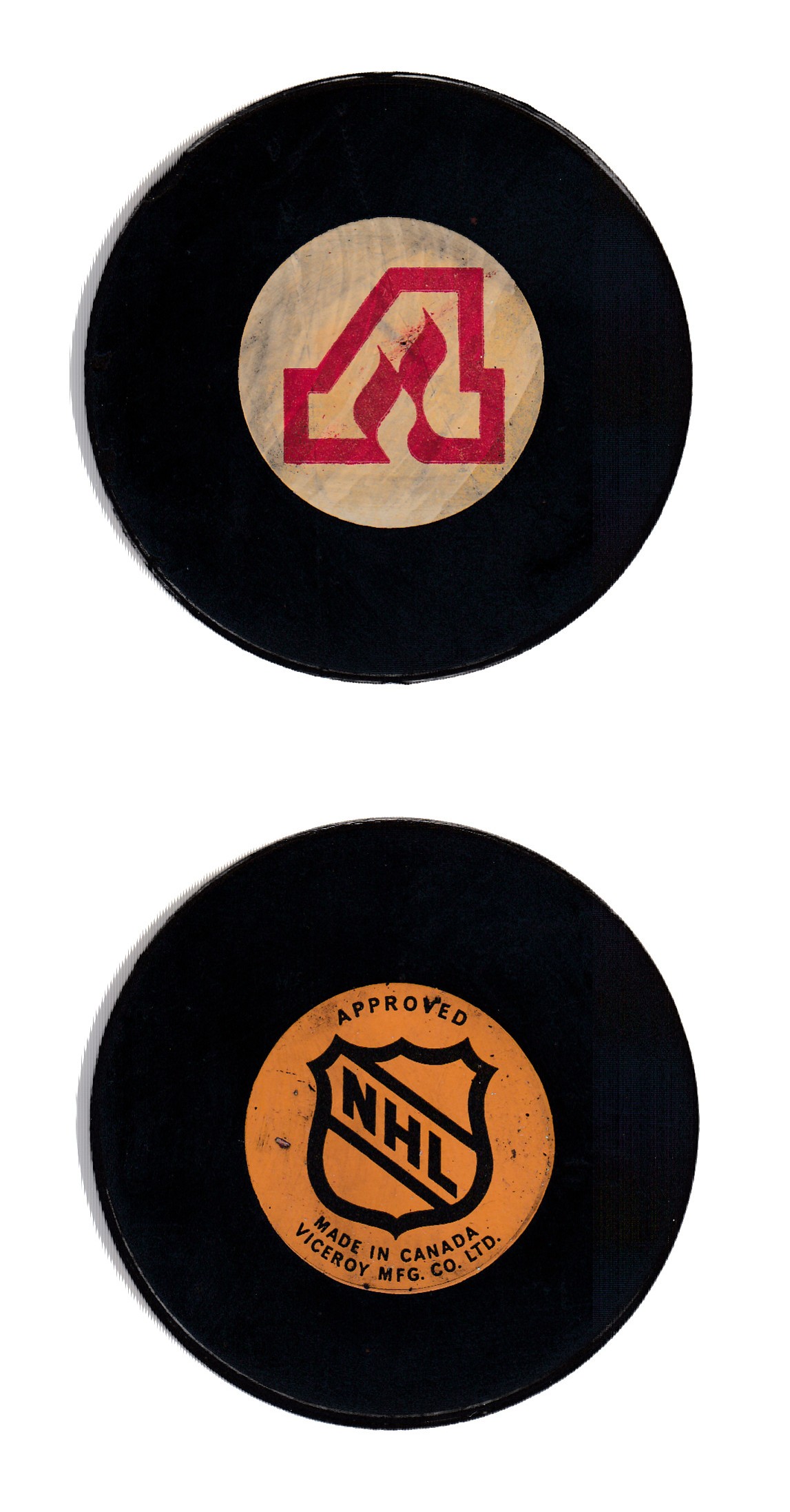 1975-83 VICEROY ATLANTA FLAMES GAME PUCK photo