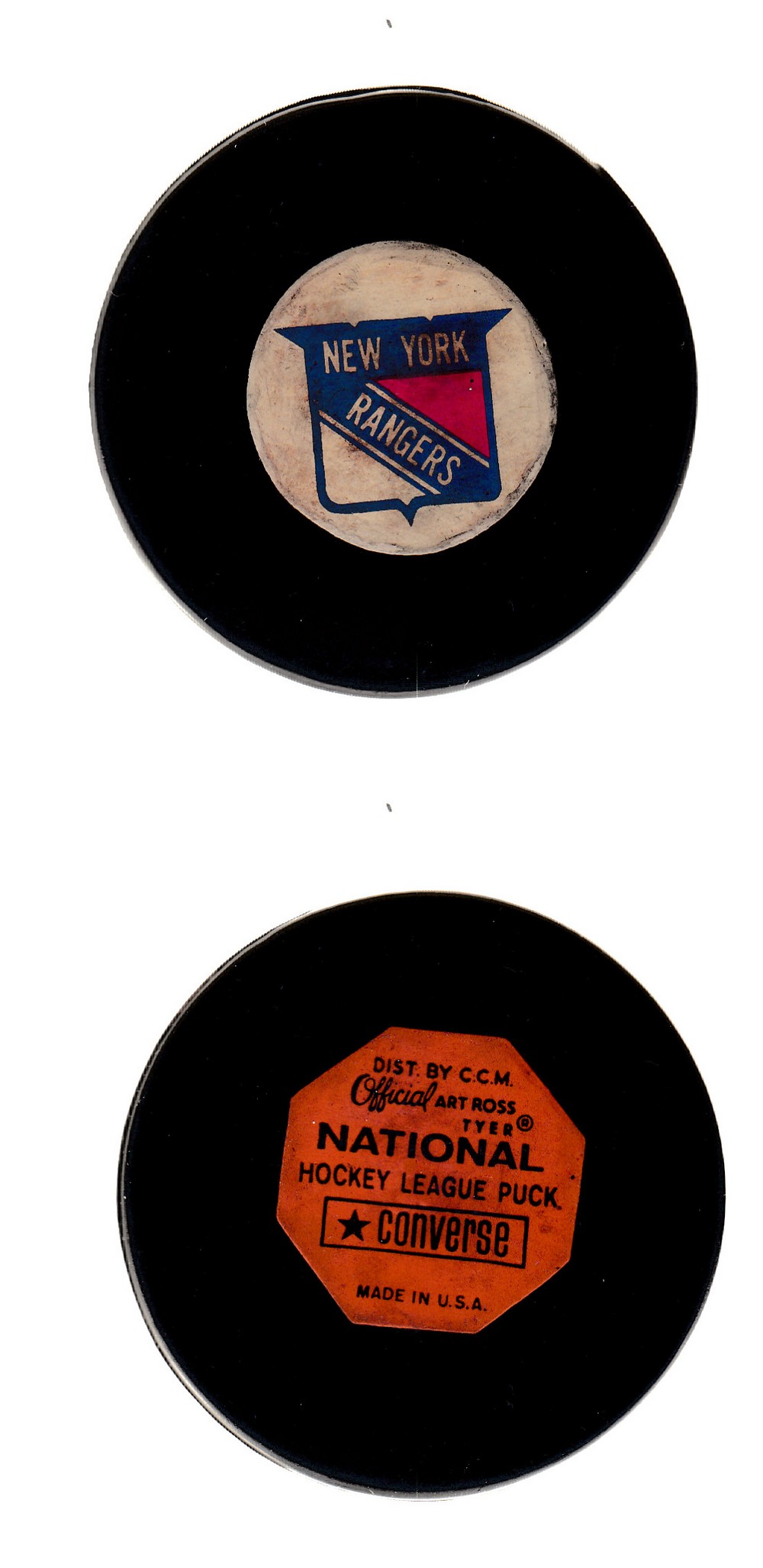 1968-70 CONVERSE NY RANGERS GAME PUCK photo 1968-70 CONVERSE NY RANGERS GAME PUCK photo
