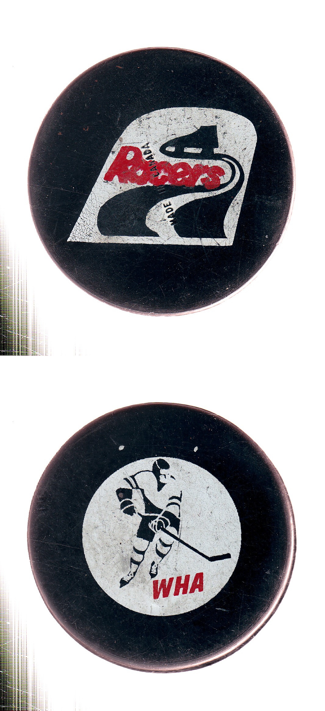 1972-75 BILTRITE LARGE CREST LARGE WHA INDIANAPOLIS RACERS GAME PUCK photo 1972-75 BILTRITE LARGE CREST LARGE WHA INDIANAPOLIS RACERS GAME PUCK photo