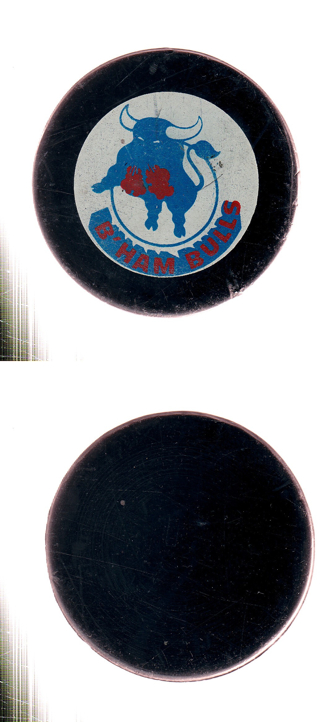 1972-78 BILTRITE BIRMINGHAM BULLS GAME PUCK photo 1972-78 BILTRITE BIRMINGHAM BULLS GAME PUCK photo