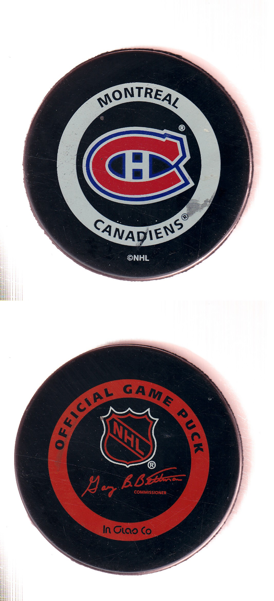 1996-99 IN GLAS CO MONTREAL CANADIENS GAMES PUCK photo 1996-99 IN GLAS CO MONTREAL CANADIENS GAMES PUCK photo