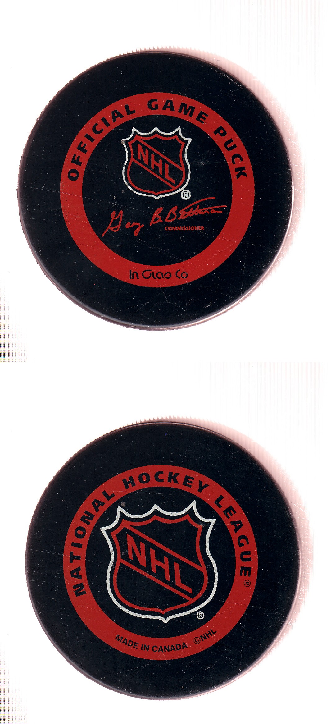 1995-96 IN GLAS CO NHL GAME PUCK photo 1995-96 IN GLAS CO NHL GAME PUCK photo
