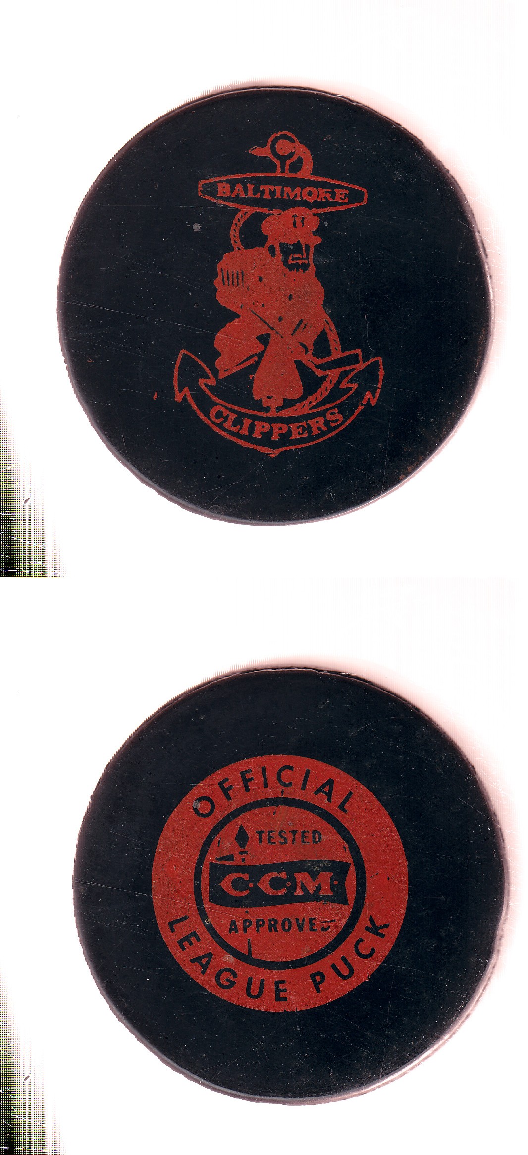 1969-72 CCM BALTIMORE CLIPPERS GAME PUCK photo 1969-72 CCM BALTIMORE CLIPPERS GAME PUCK photo