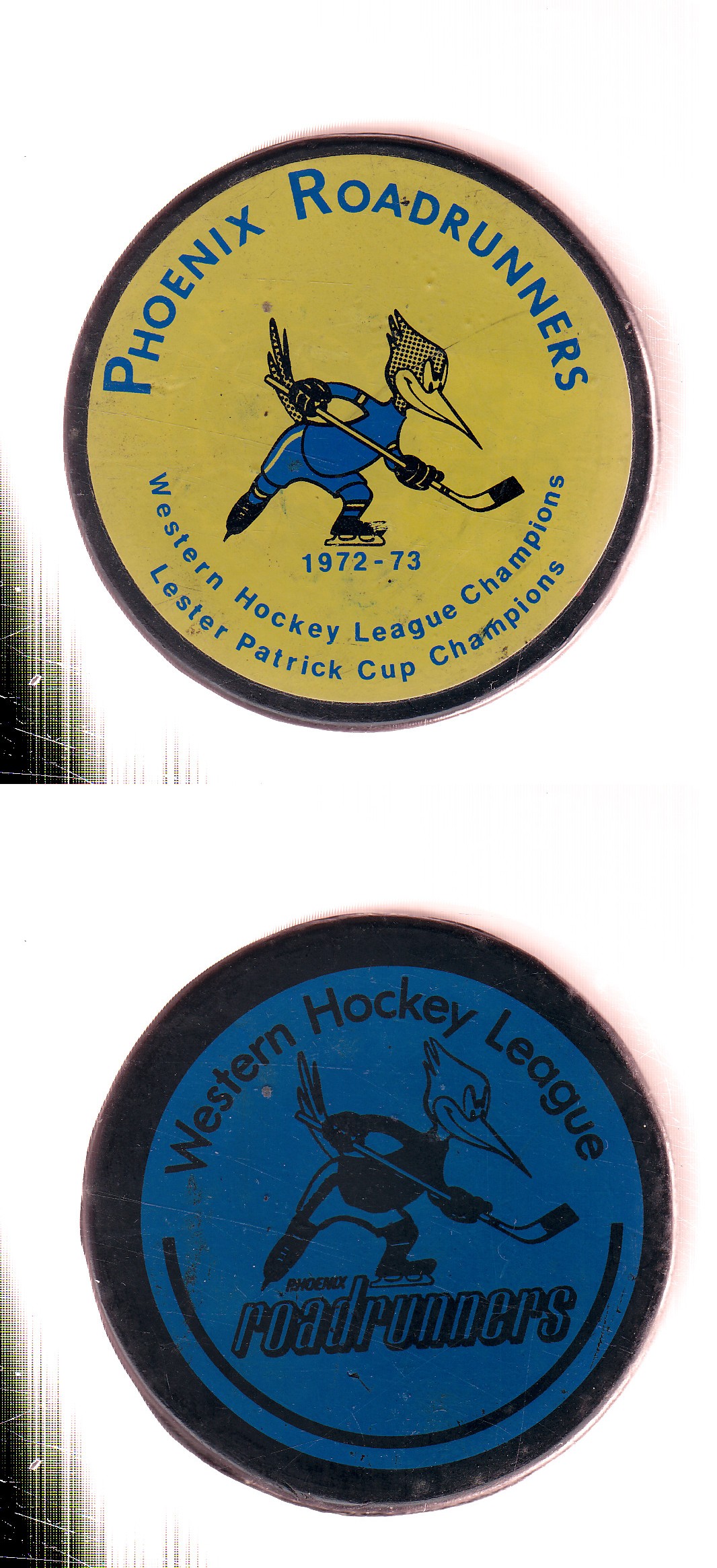 1973 CCM PHOENIX ROADRUNNERS GAME PUCK photo 1973 CCM PHOENIX ROADRUNNERS GAME PUCK photo