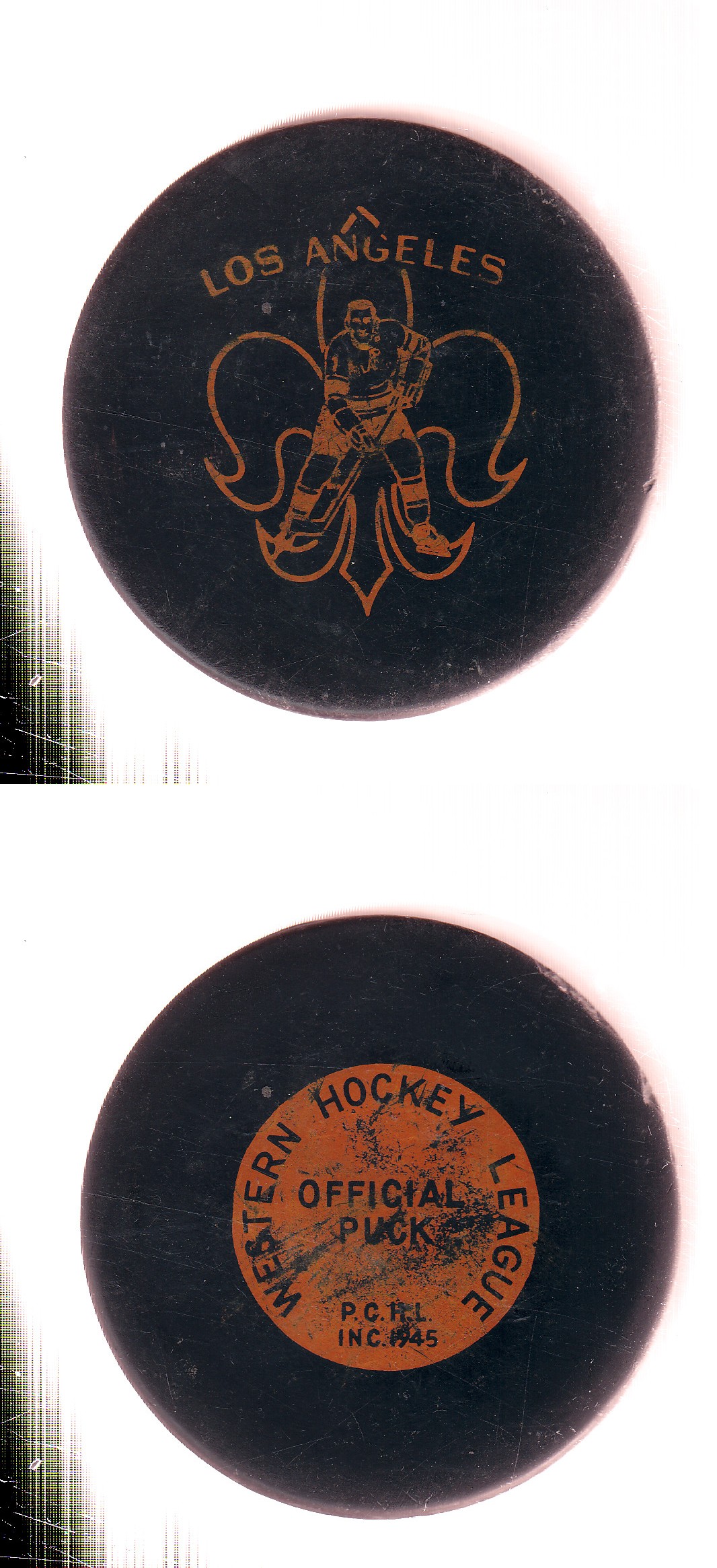 1956-65 CCM LOS ANGELES BLADES GAME PUCK photo 1956-65 CCM LOS ANGELES BLADES GAME PUCK photo