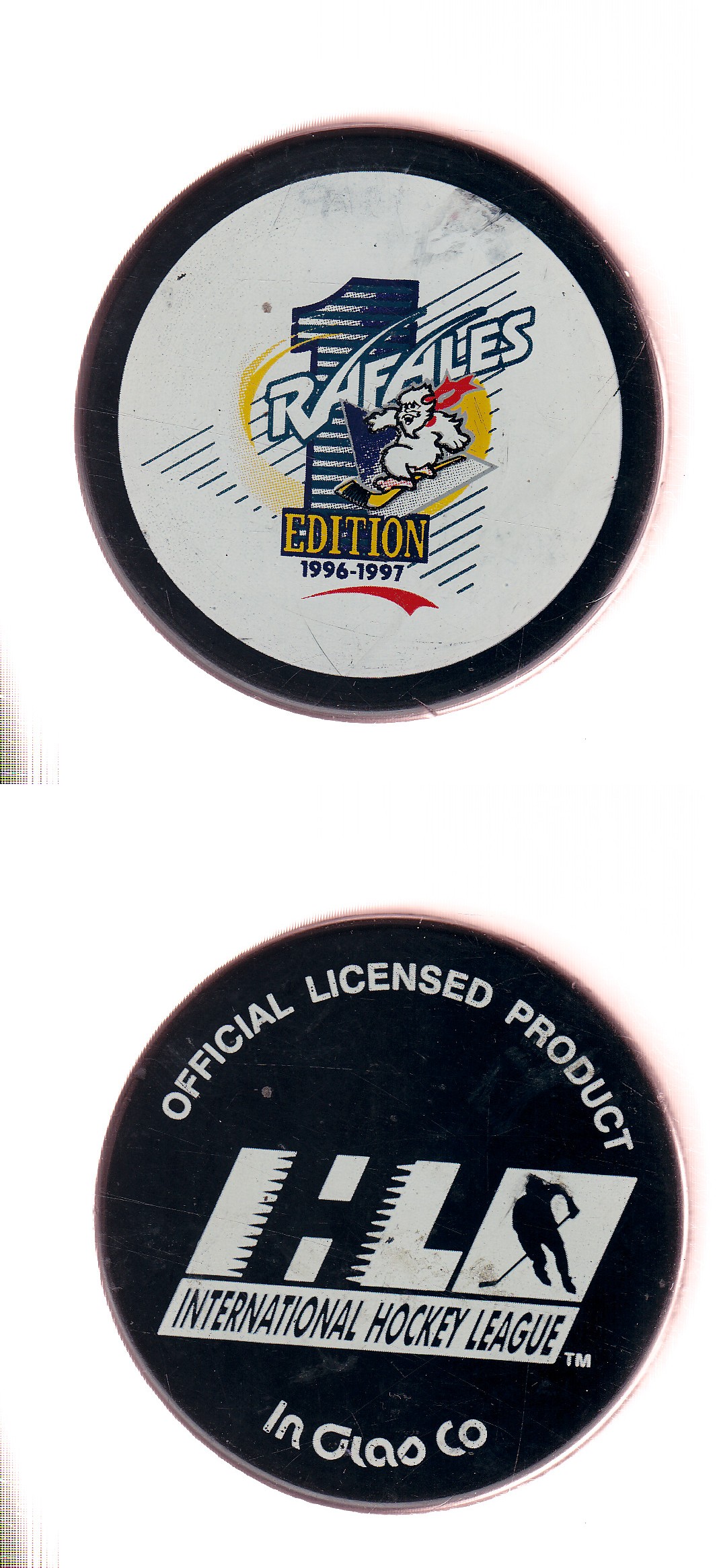 1996-97 SLOVAKIA QUEBEC RAFALES GAME PUCK photo 1996-97 SLOVAKIA QUEBEC RAFALES GAME PUCK photo