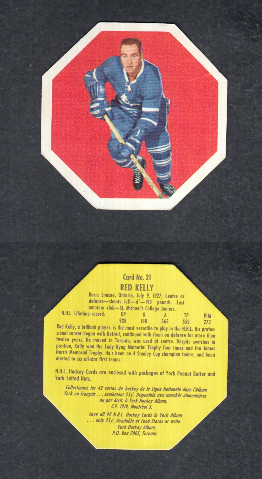 1961-62 YORK HOCKEY CARD #21 R. KELLY photo 1961-62 YORK HOCKEY CARD #21 R. KELLY photo
