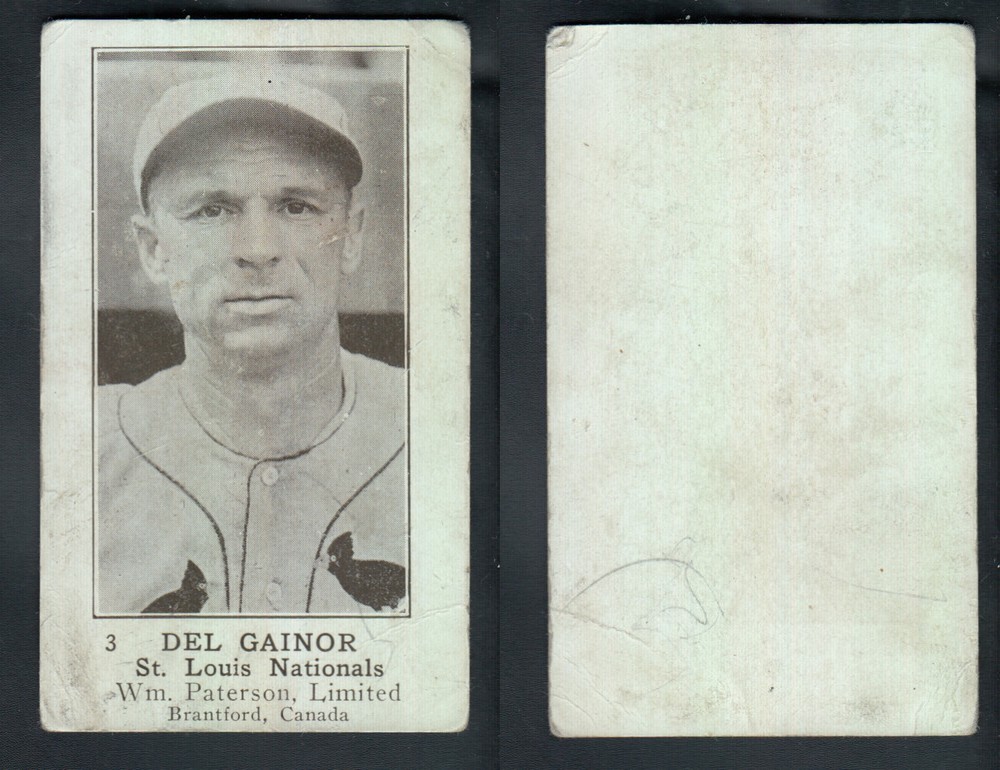 1922 WILLIAM PATERSON BASEBALL CARD #3 D. GAINOR photo 1922 WILLIAM PATERSON BASEBALL CARD #3 D. GAINOR photo