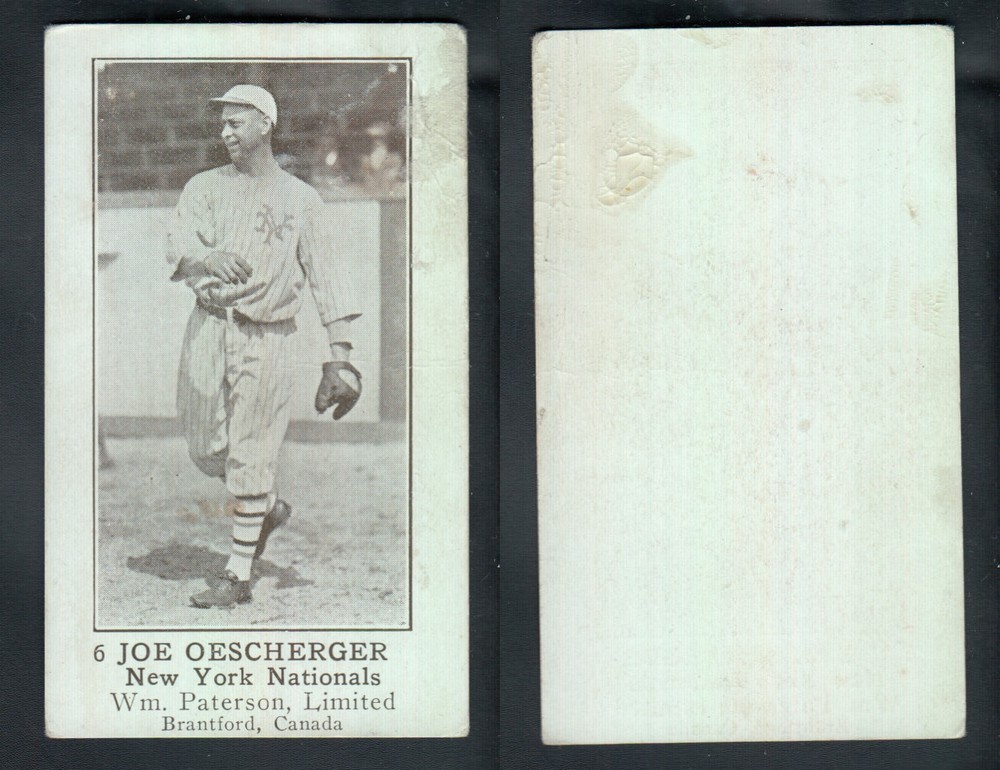 1922 WILLIAM PATERSON BASEBALL CARD #6 J. OESCHERGER photo 1922 WILLIAM PATERSON BASEBALL CARD #6 J. OESCHERGER photo
