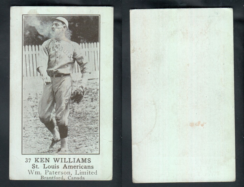 1922 WILLIAM PATERSON BASEBALL CARD #37 K. WILLIAMS photo 1922 WILLIAM PATERSON BASEBALL CARD #37 K. WILLIAMS photo
