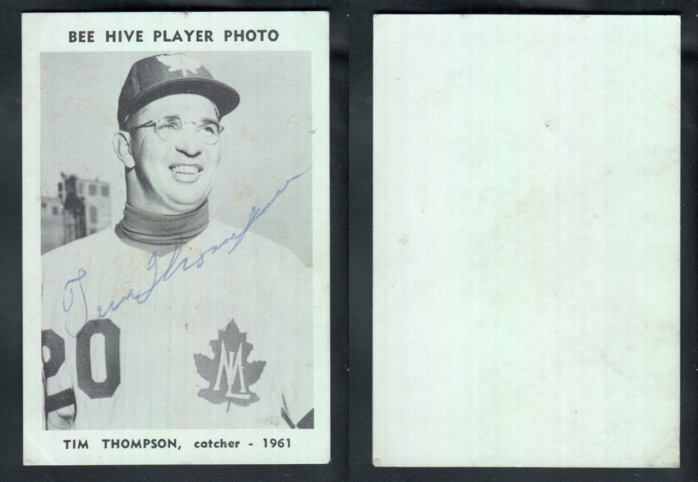 1961 BEEHIVE TORONTO MAPLE LEAFS BASEBALL CARD T. THOMPSON photo 1961 BEEHIVE TORONTO MAPLE LEAFS BASEBALL CARD T. THOMPSON photo