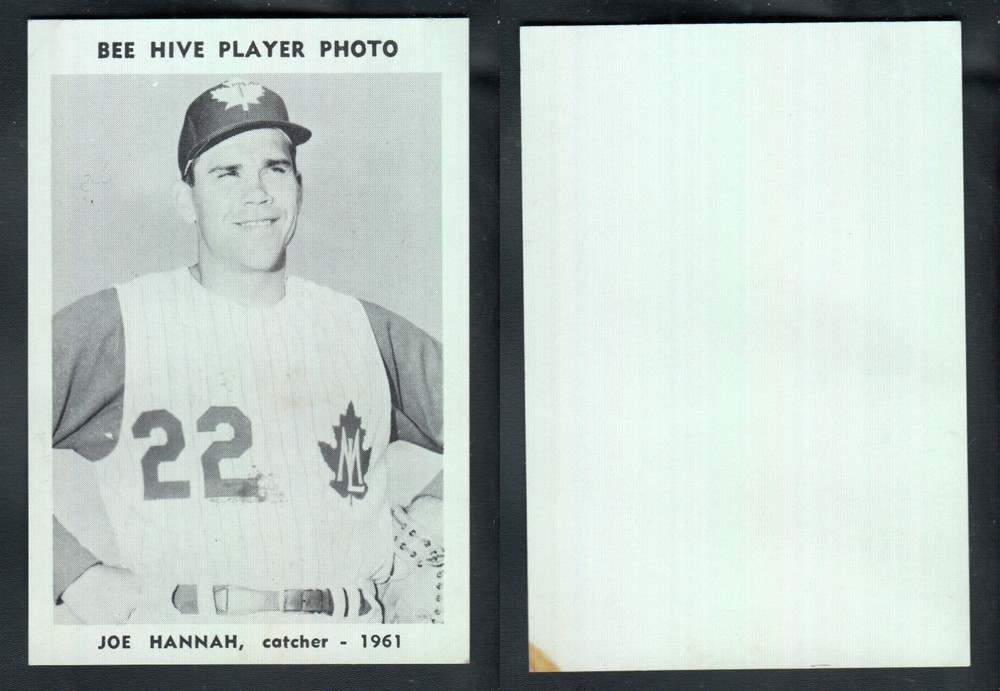 1961 BEEHIVE TORONTO MAPLE LEAFS BASEBALL CARD J. HANNAH photo 1961 BEEHIVE TORONTO MAPLE LEAFS BASEBALL CARD J. HANNAH photo