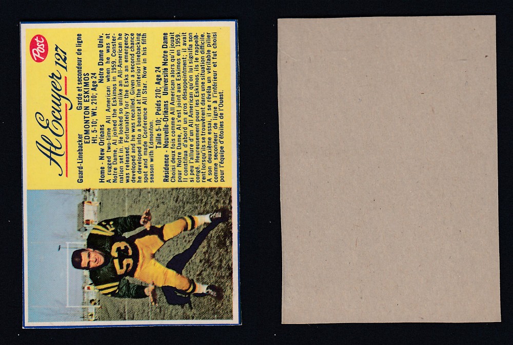 1963 CFL POST FOOTBALL CARD #127 A. ECUYER  photo