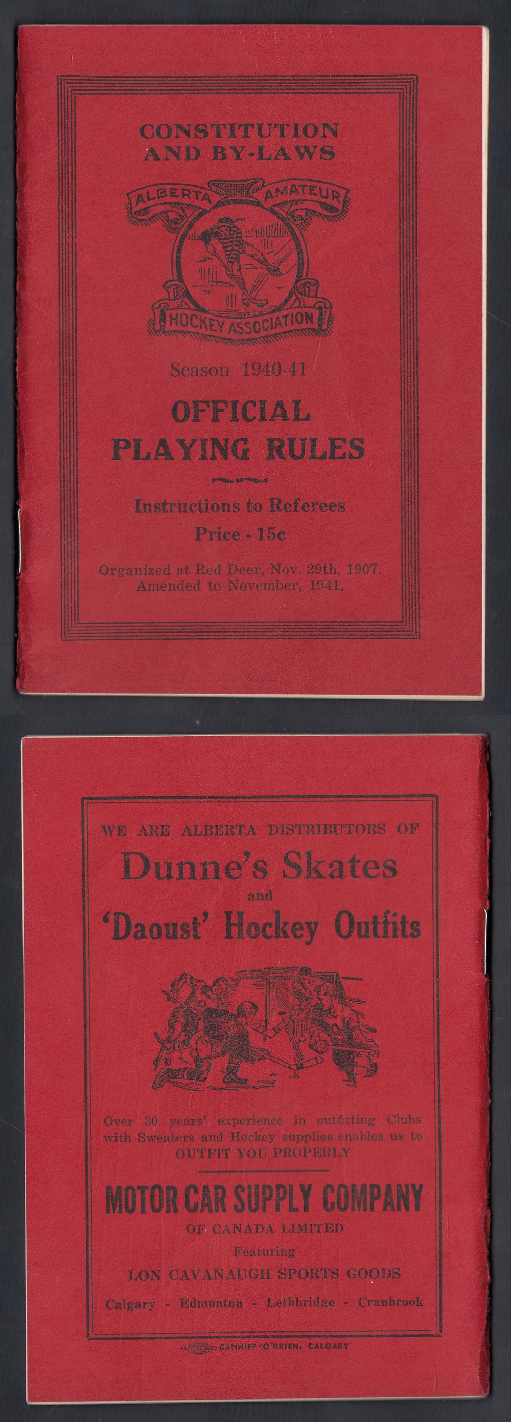 1940-41 ALBERTA AMATEUR HOCKEY ASSOCIATION PLAYING RULES BOOK photo 1940-41 ALBERTA AMATEUR HOCKEY ASSOCIATION PLAYING RULES BOOK photo