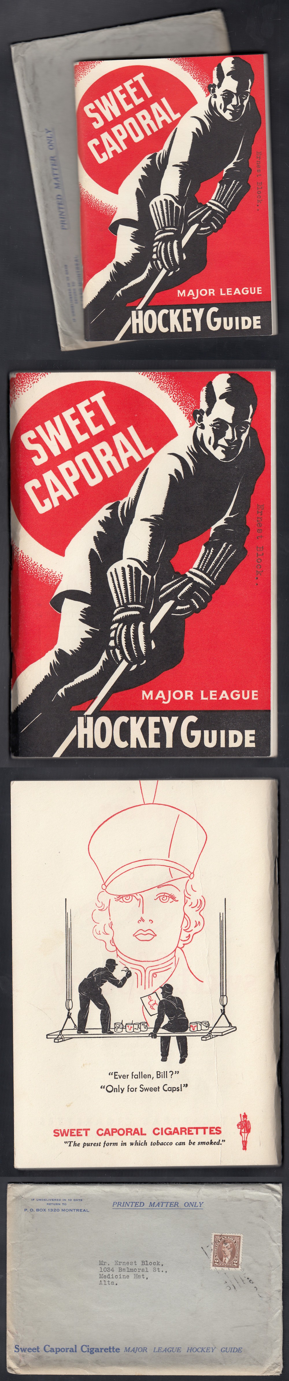 1940-41 SWEET CAPORAL HOCKEY GUIDE & ENVELOPE photo 1940-41 SWEET CAPORAL HOCKEY GUIDE & ENVELOPE photo