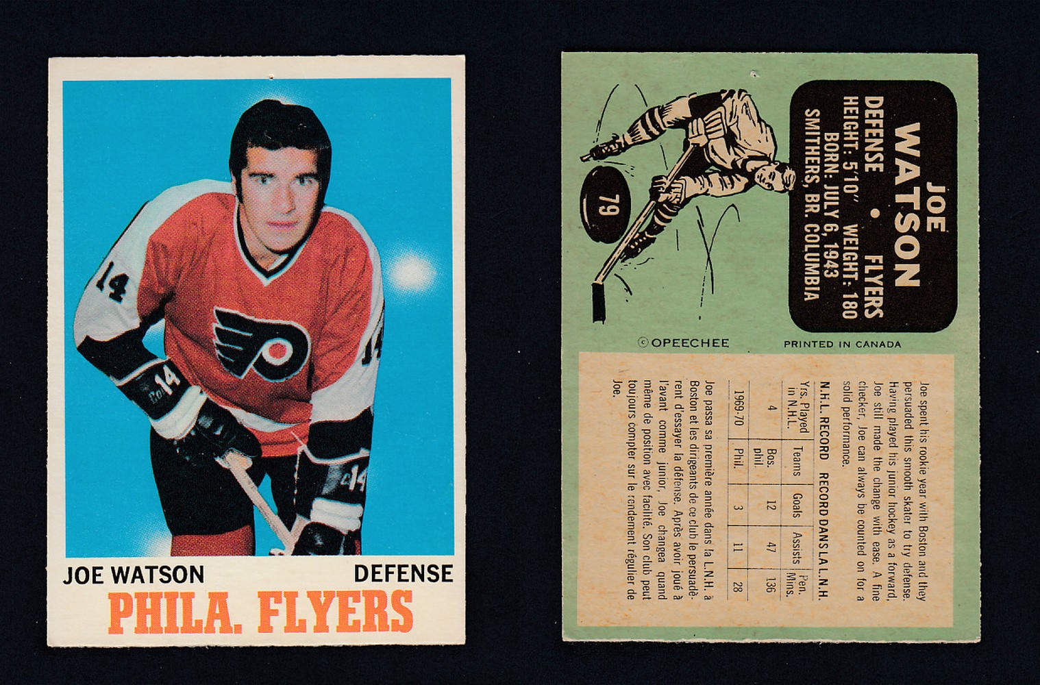 1970-71 O-PEE-CHEE HOCKEY CARD  #78 B. PARENT photo