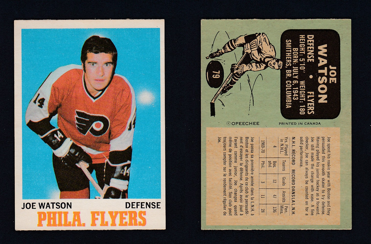 1970-71 O-PEE-CHEE HOCKEY CARD  #78 B. PARENT photo
