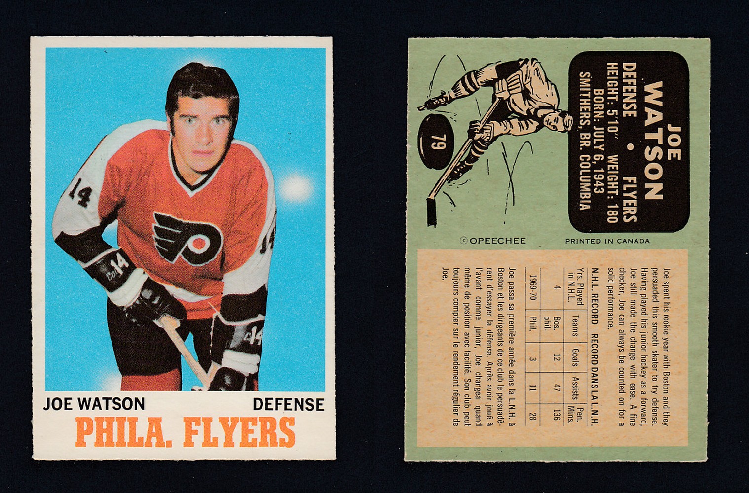 1970-71 O-PEE-CHEE HOCKEY CARD  #78 B. PARENT photo