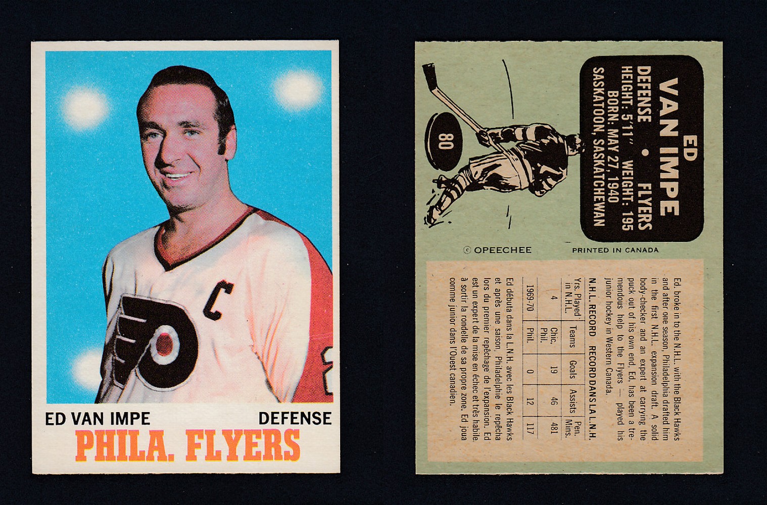 1970-71 O-PEE-CHEE HOCKEY CARD  #80 V. IMPE photo