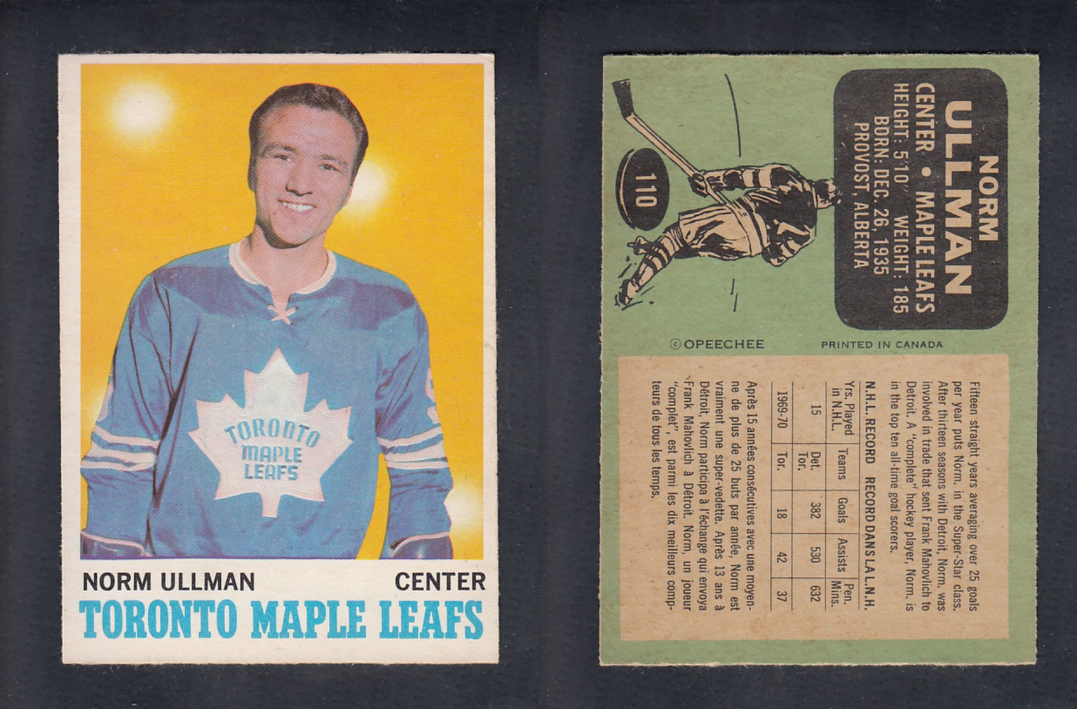 1970-71 O-PEE-CHEE HOCKEY CARD #110 N. ULLMAN photo 1970-71 O-PEE-CHEE HOCKEY CARD #110 N. ULLMAN photo