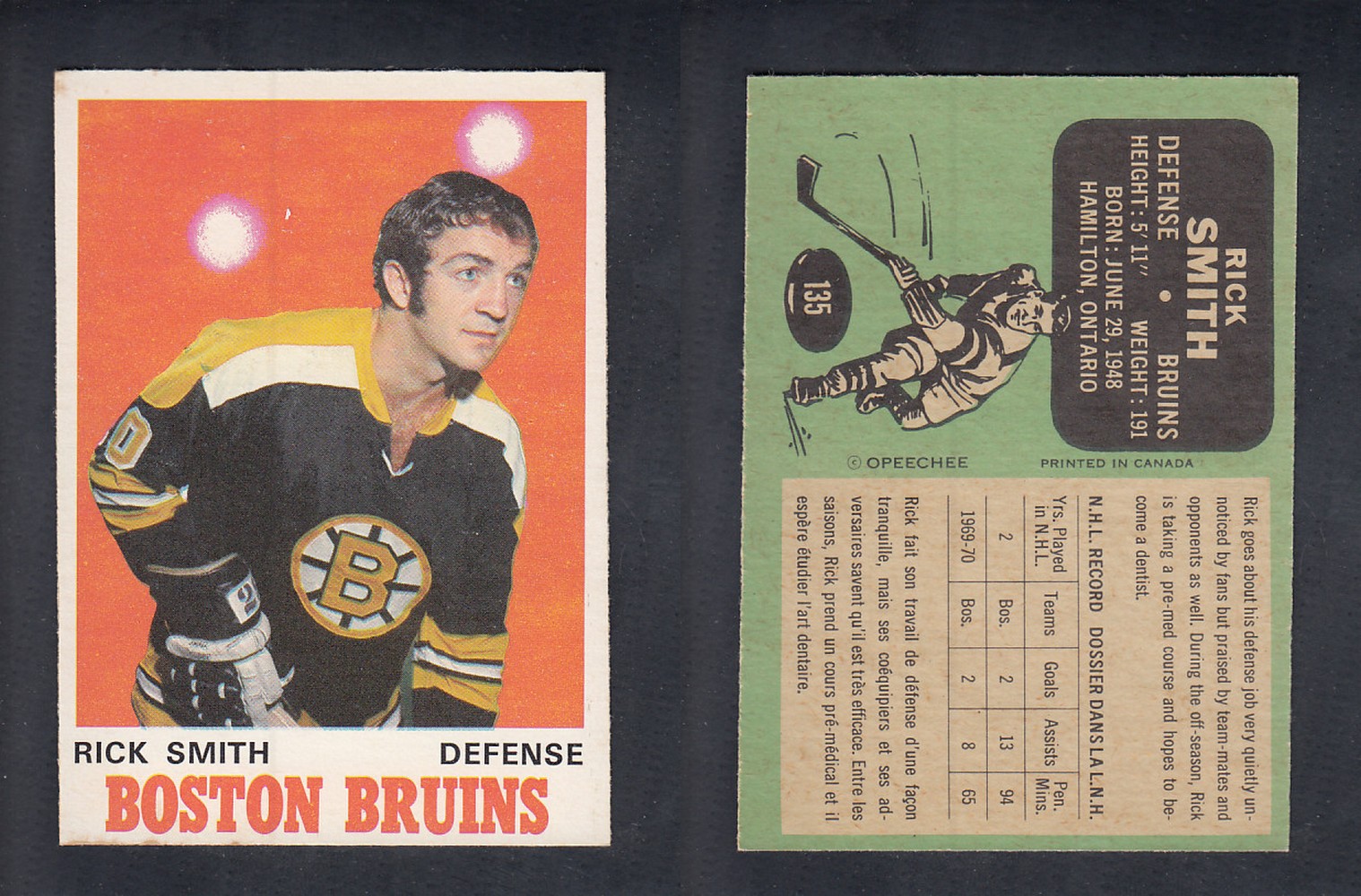1970-71 O-PEE-CHEE HOCKEY CARD #135 R. SMITH photo 1970-71 O-PEE-CHEE HOCKEY CARD #135 R. SMITH photo