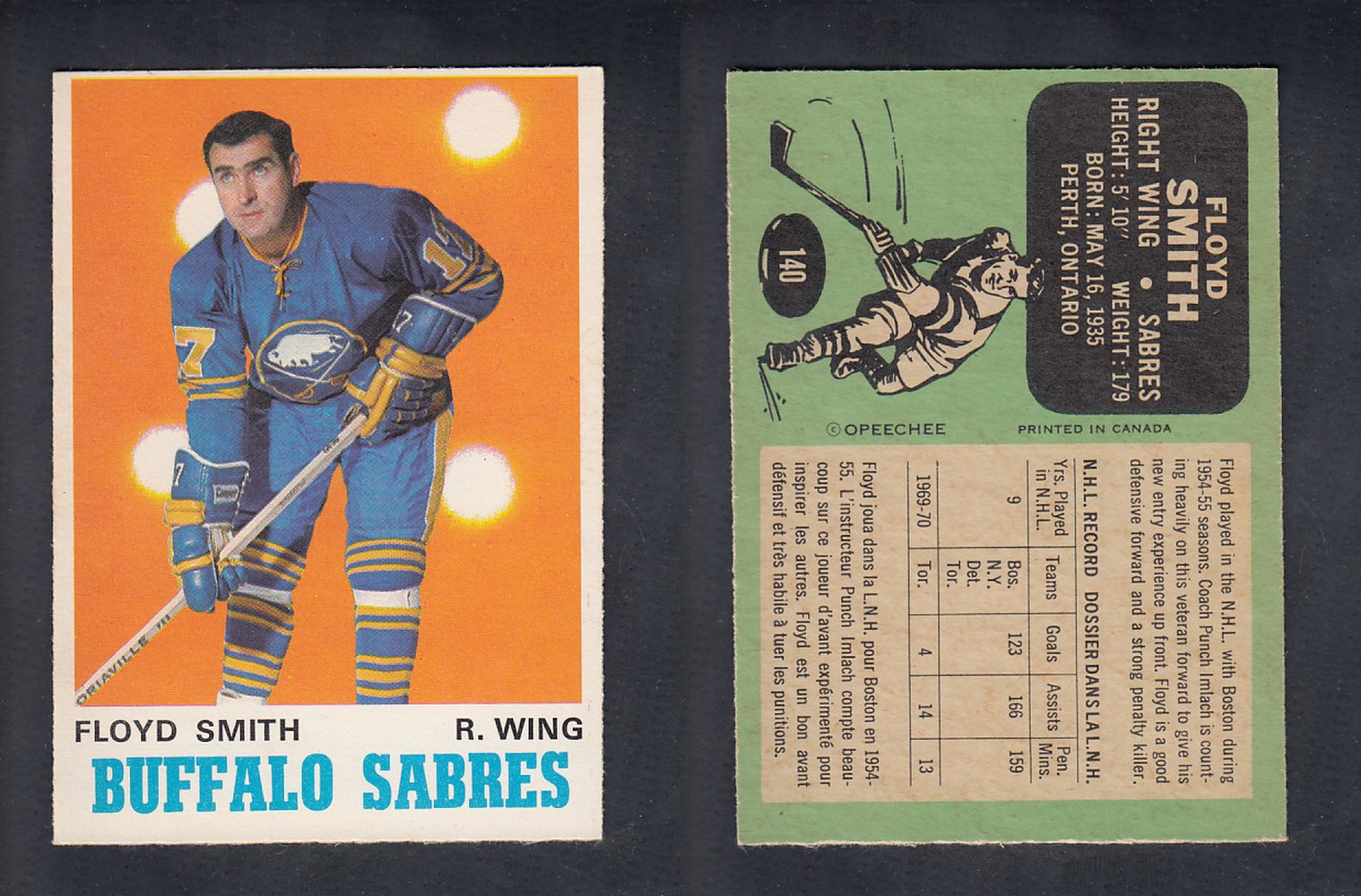 1970-71 O-PEE-CHEE HOCKEY CARD #140 F. SMITH photo 1970-71 O-PEE-CHEE HOCKEY CARD #140 F. SMITH photo