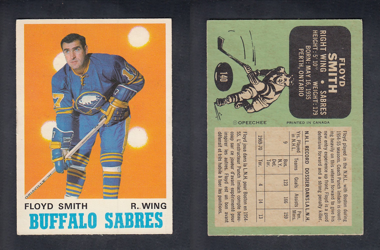 1970-71 O-PEE-CHEE HOCKEY CARD #140 F. SMITH photo 1970-71 O-PEE-CHEE HOCKEY CARD #140 F. SMITH photo