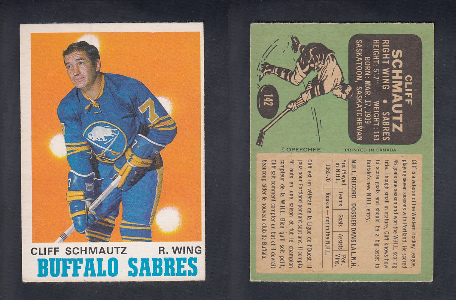 1970-71 O-PEE-CHEE HOCKEY CARD #142 C. SCHMAUTZ photo 1970-71 O-PEE-CHEE HOCKEY CARD #142 C. SCHMAUTZ photo