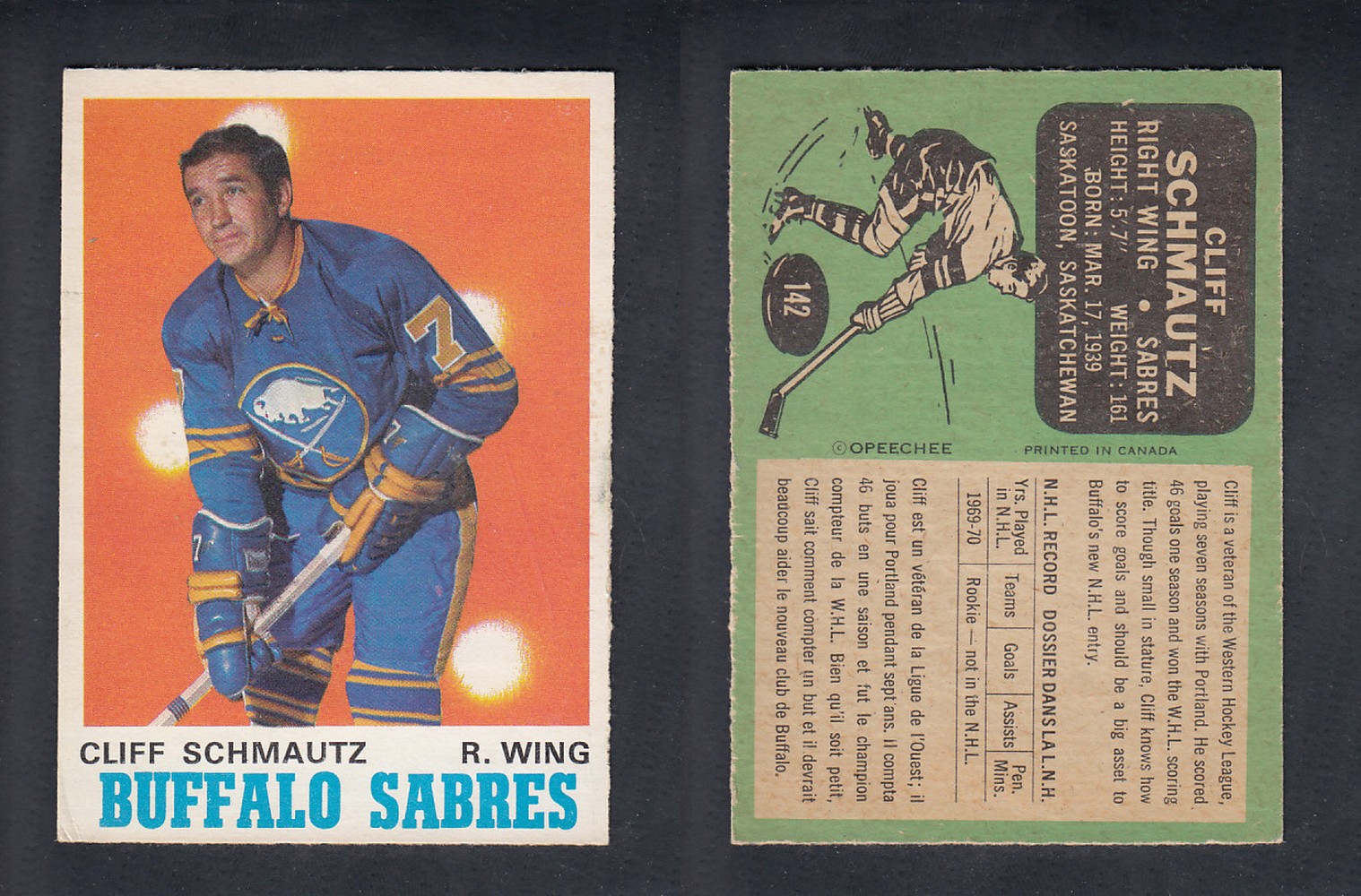 1970-71 O-PEE-CHEE HOCKEY CARD #142 C. SCHMAUTZ photo 1970-71 O-PEE-CHEE HOCKEY CARD #142 C. SCHMAUTZ photo