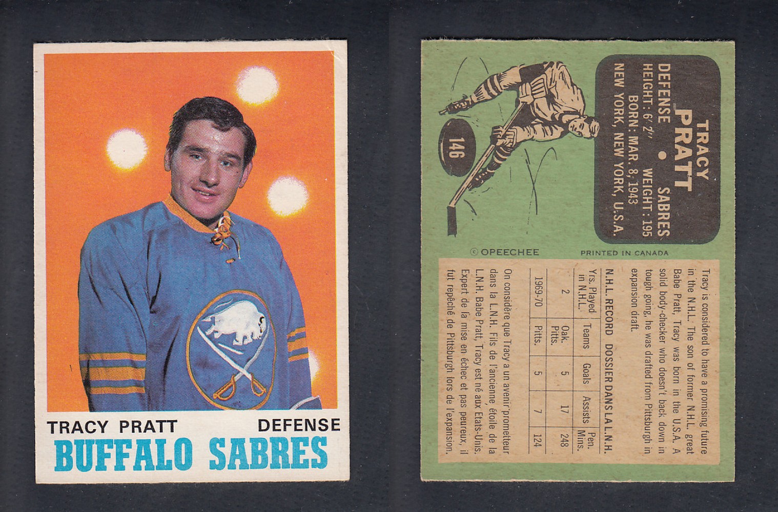 1970-71 O-PEE-CHEE HOCKEY CARD #146 T. PRATT photo 1970-71 O-PEE-CHEE HOCKEY CARD #146 T. PRATT photo