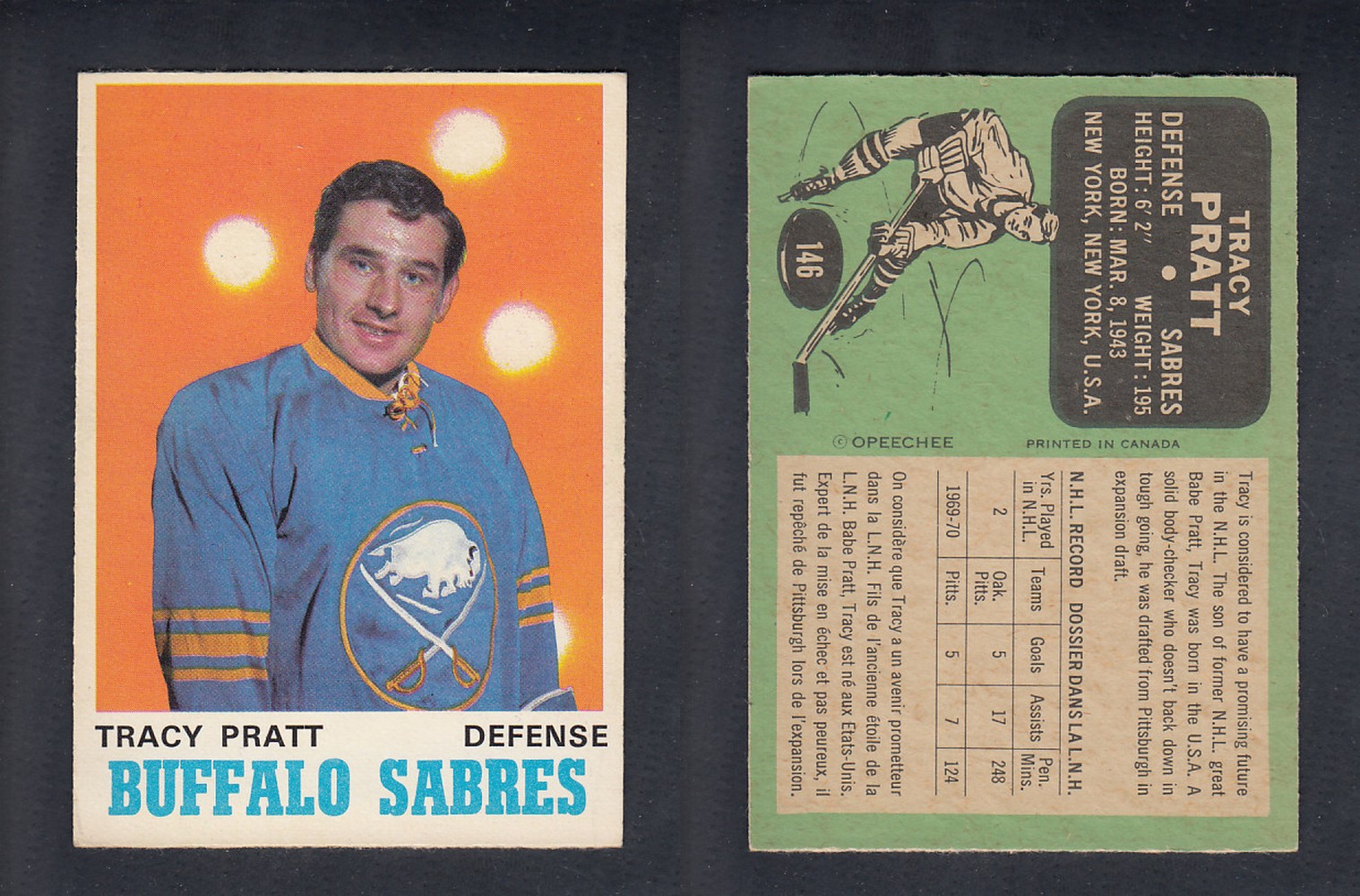 1970-71 O-PEE-CHEE HOCKEY CARD #146 T. PRATT photo 1970-71 O-PEE-CHEE HOCKEY CARD #146 T. PRATT photo