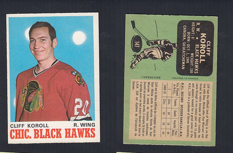 1970-71 O-PEE-CHEE HOCKEY CARD #147 C. KOROLL photo 1970-71 O-PEE-CHEE HOCKEY CARD #147 C. KOROLL photo