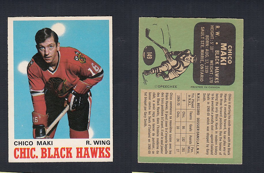 1970-71 O-PEE-CHEE HOCKEY CARD #149 C. MAKI photo 1970-71 O-PEE-CHEE HOCKEY CARD #149 C. MAKI photo