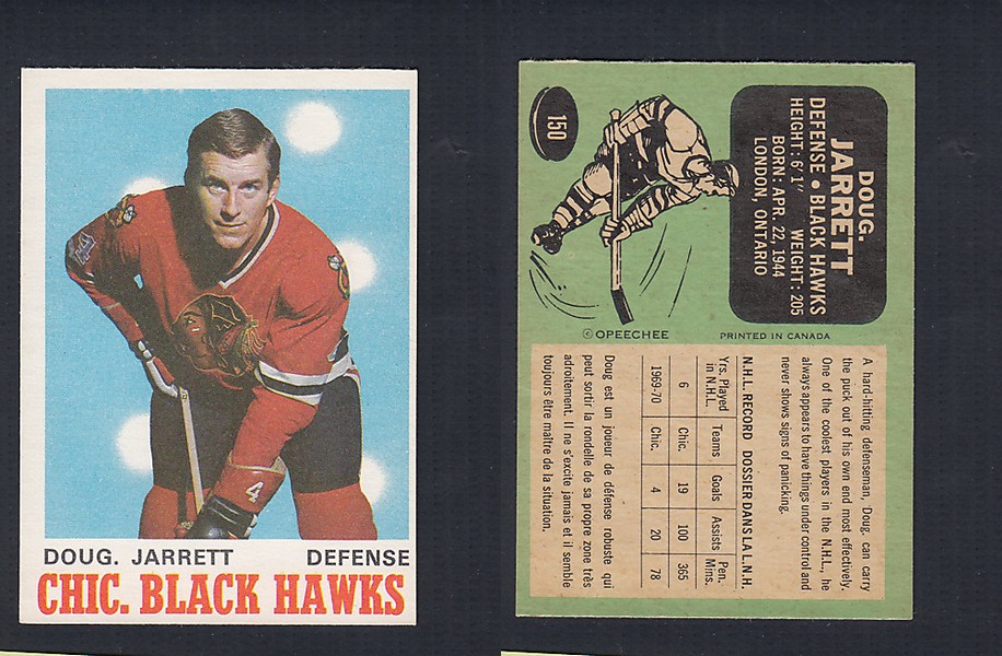 1970-71 O-PEE-CHEE HOCKEY CARD #150 D. JARRETT photo 1970-71 O-PEE-CHEE HOCKEY CARD #150 D. JARRETT photo