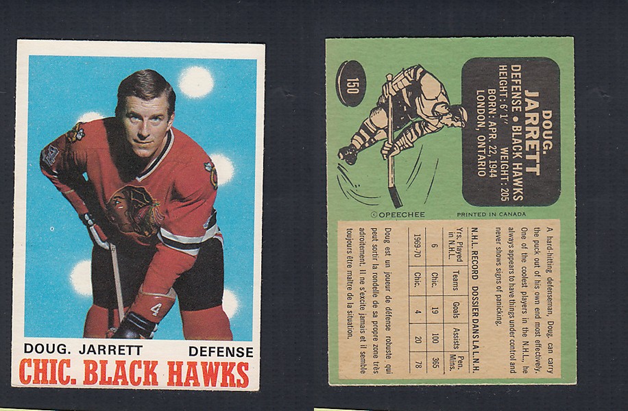 1970-71 O-PEE-CHEE HOCKEY CARD #150 D. JARRETT photo 1970-71 O-PEE-CHEE HOCKEY CARD #150 D. JARRETT photo