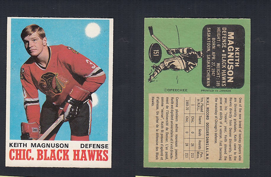 1970-71 O-PEE-CHEE HOCKEY CARD #151 K. MAGNUSON photo 1970-71 O-PEE-CHEE HOCKEY CARD #151 K. MAGNUSON photo
