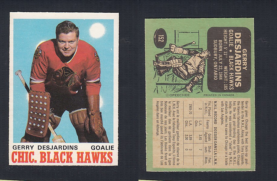 1970-71 O-PEE-CHEE HOCKEY CARD #152 G. DESJARDINS photo 1970-71 O-PEE-CHEE HOCKEY CARD #152 G. DESJARDINS photo