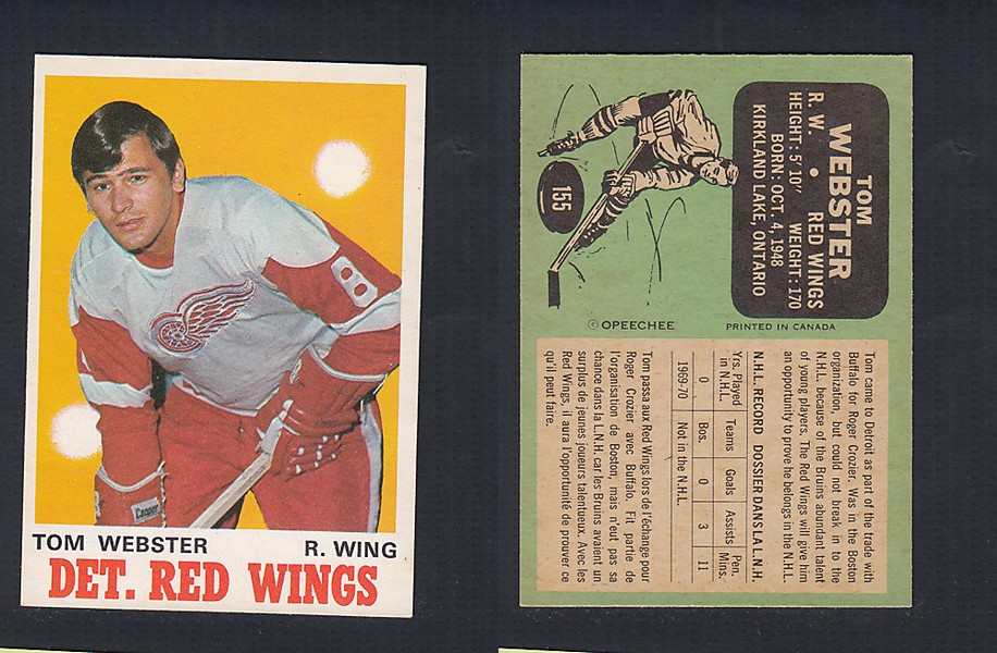 1970-71 O-PEE-CHEE HOCKEY CARD #155 T. WEBSTER photo 1970-71 O-PEE-CHEE HOCKEY CARD #155 T. WEBSTER photo