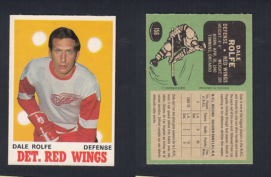 1970-71 O-PEE-CHEE HOCKEY CARD #156 D. ROLFE photo 1970-71 O-PEE-CHEE HOCKEY CARD #156 D. ROLFE photo