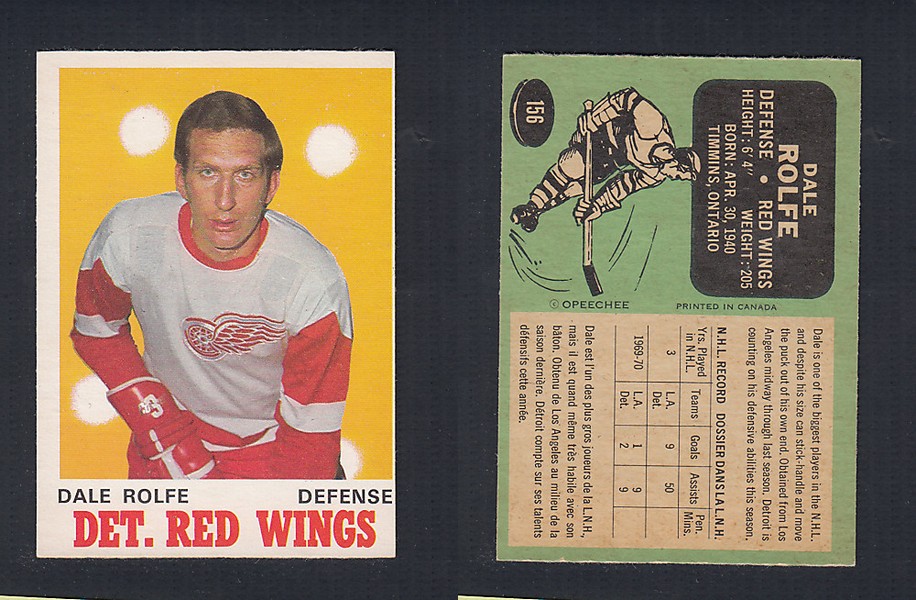 1970-71 O-PEE-CHEE HOCKEY CARD #156 D. ROLFE photo 1970-71 O-PEE-CHEE HOCKEY CARD #156 D. ROLFE photo