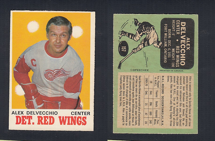 1970-71 O-PEE-CHEE HOCKEY CARD #157 A. DELVECCHIO photo 1970-71 O-PEE-CHEE HOCKEY CARD #157 A. DELVECCHIO photo